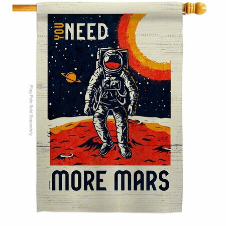 PATIO TRASERO 28 x 40 in. More Mars House Flag with Armed Forces NASA Double-Sided Vertical Flags  Banner Garden PA3873014